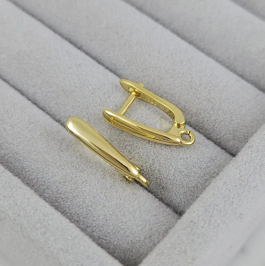 Швензы базовые с английским замком 17х3 мм, позолота 14К (6311-З) швензы для серег купить с доставкой по России | Интернет-магазин Viva Beads