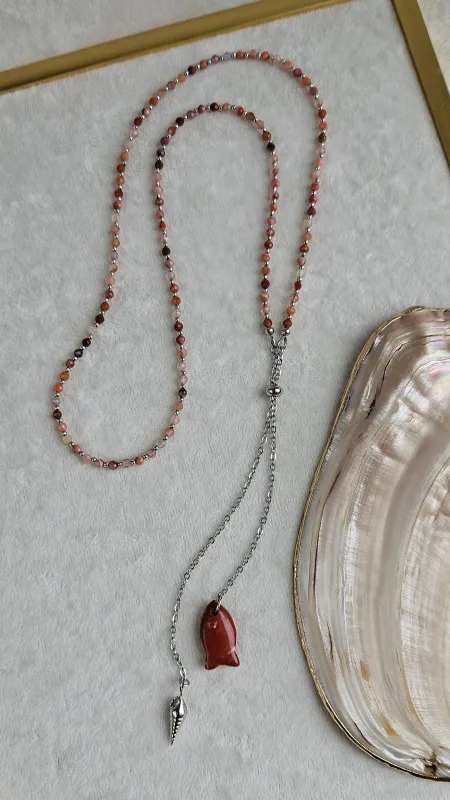 Колье-галстук из агата с подвесками в морском стиле - набор материалов для самостоятельной сборки (НАБОР-86)