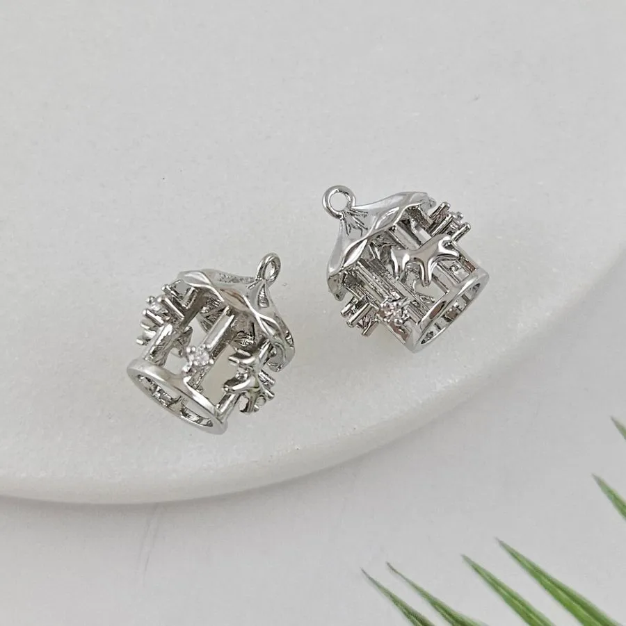 Подвеска Карусель 12.6x10 мм с фианитами, родиевое покрытие (10011-Р)