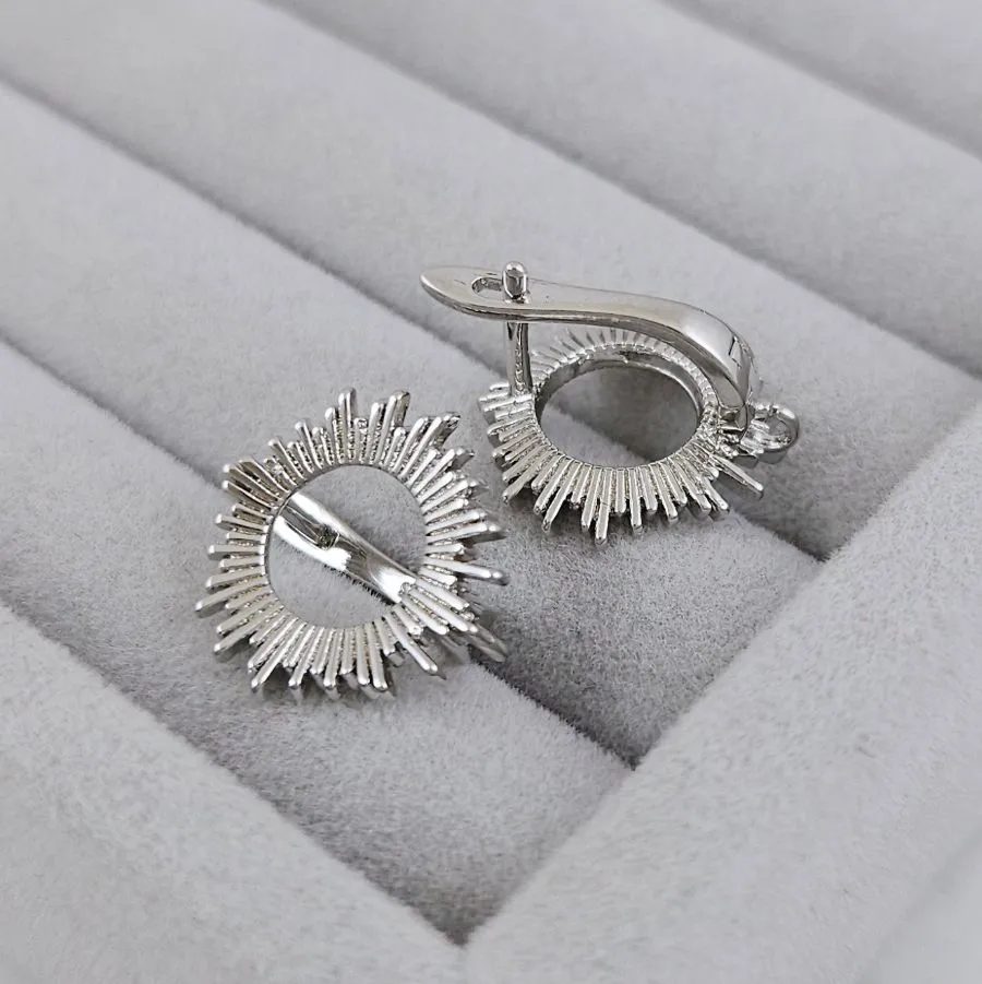 Швензы Солнце с английским замком 17х16 мм, родиевое покрытие (6663-Р) швензы для серег купить с доставкой по России | Интернет-магазин Viva Beads