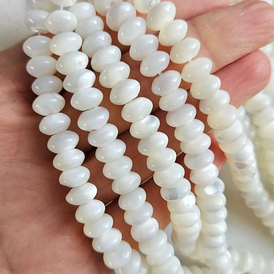 10 шт. Перламутр натуральный 8 мм рондель, белый (6614-8) для бижутерии купить с доставкой по России | Интернет‑магазин Viva Beads
