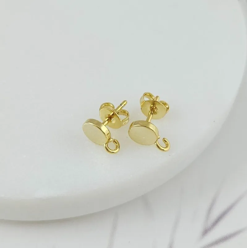 Пуссеты гвоздики круглые 6 мм позолота 14К (10090-З) швензы для серег купить с доставкой по России | Интернет-магазин Viva Beads