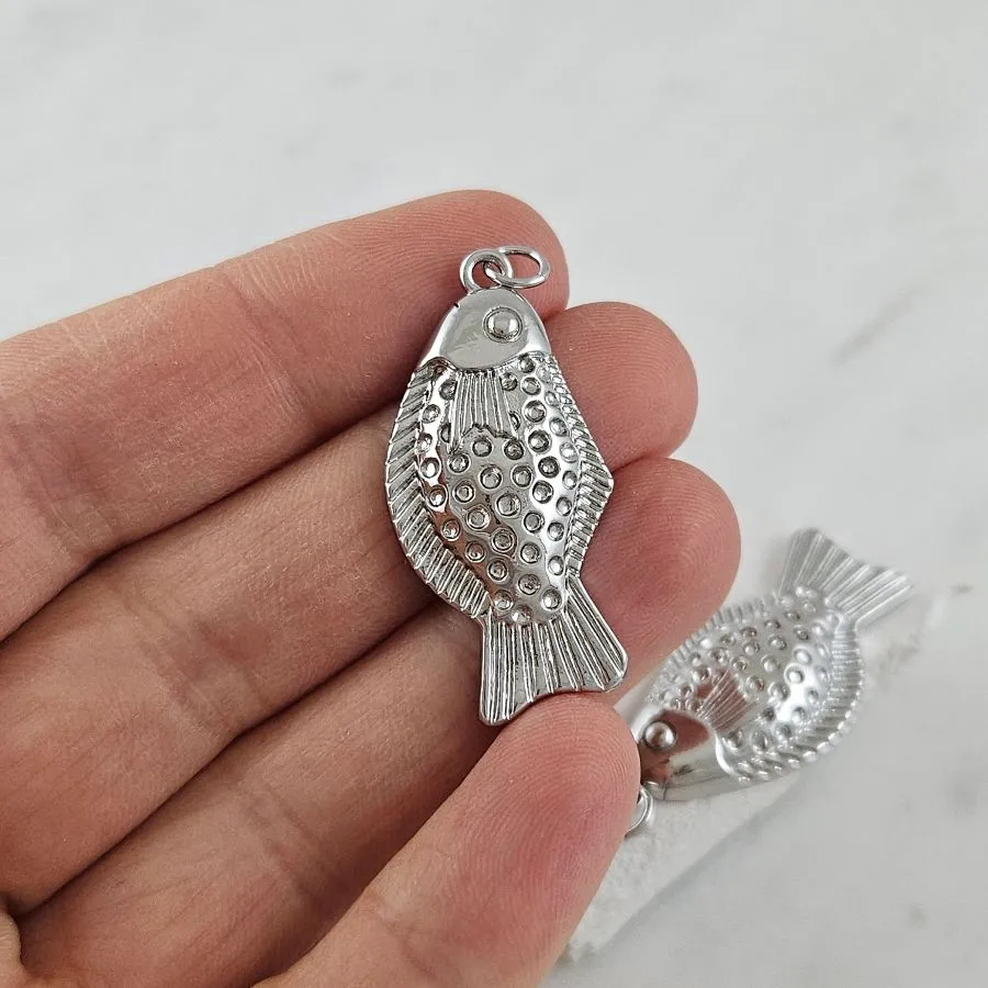 Подвеска Рыба 34.3х16.3 мм, родиевое покрытие (10129-Р) купить с доставкой по России | Интернет-магазин Viva Beads