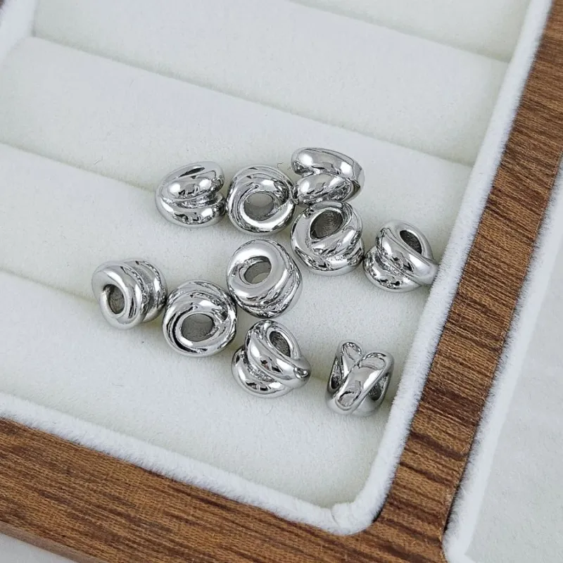 1 шт. Бусина разделитель 7.5х6.1 мм, внутр. d 3 мм, родиевое покрытие (9636-7-Р) купить с доставкой по России | Интернет-магазин Viva Beads