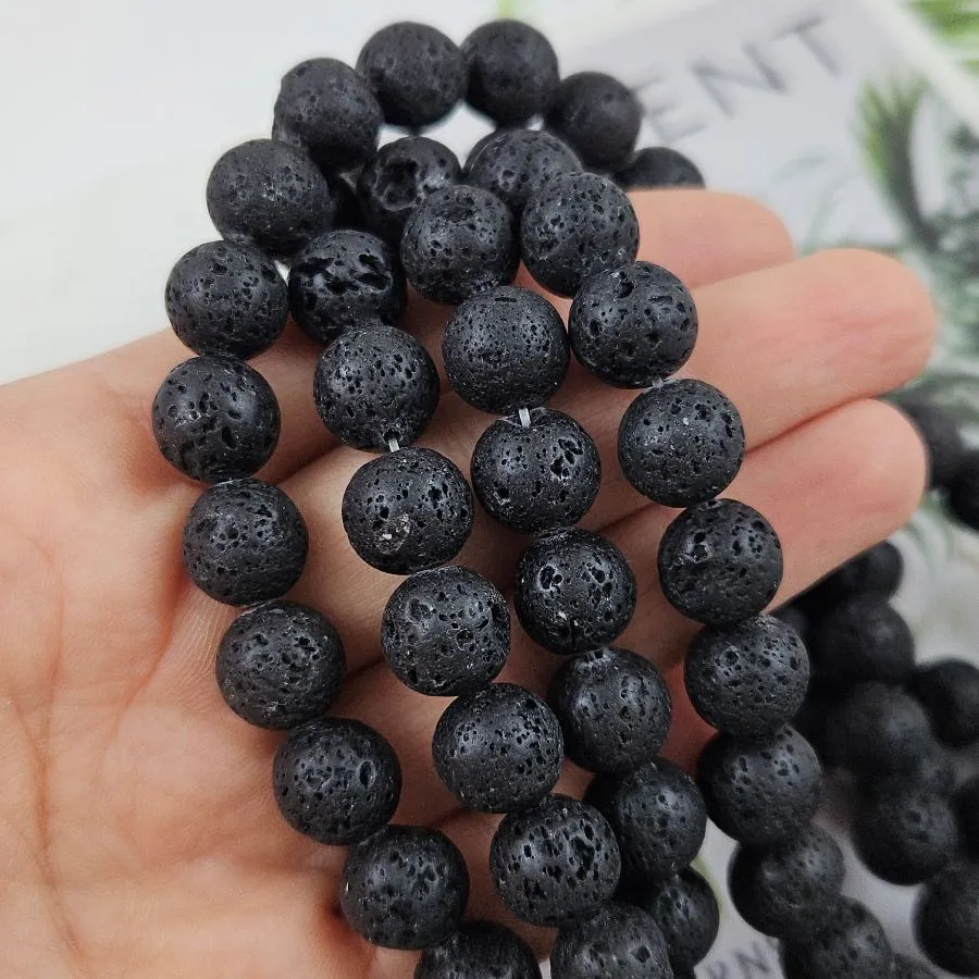 Нить 39 см Лава 10 мм бусины круглые, черный (3523-10) купить в Воронеже | Заказать в интернет-магазине Viva Beads
