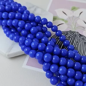 Нить 38 см Бусины стеклянные ок. 8 мм гладкий шар, королевский синий (9790-8-СИН) купить с доставкой по России | Интернет-магазин Viva Beads