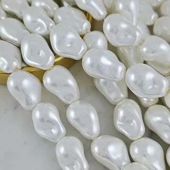 УЦЕНКА 1 шт. Жемчуг майорка 13.5х15.5х20-22 мм, форма капля барокко, белый (6430-22-УЦ) - фурнитура для бижутерии