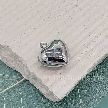 Подвеска Сердце 16х15х8 мм родиевое покр. (8449-15-Р) купить с доставкой по России | Интернет-магазин Viva Beads