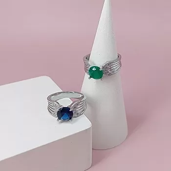 Кольцо с фианитами родиевое покр. (7850) купить с доставкой по России | Интернет-магазин Viva Beads