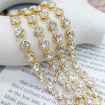 10 см Стразовая цепь 7.2 мм позолота 14К (7432-З) купить с доставкой по России | Интернет-магазин Viva Beads