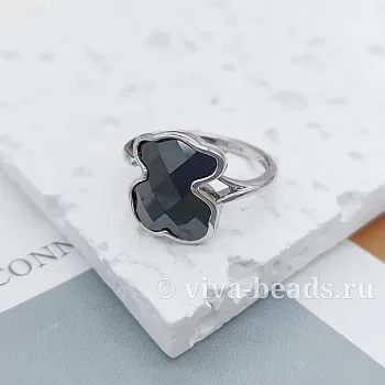 Кольцо Мишка свободный размер керамика, род. покр. (7219-ЧР)