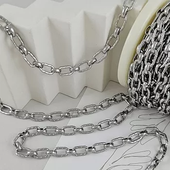 10 см Цепь овальная текстурированная толщиной 6.3 мм, родиевое покрытие (9443-Р) купить с доставкой по России | Интернет-магазин Viva Beads