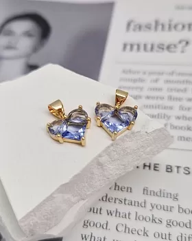 Подвеска Сердце 12 мм с фианитами, васильковый, позолота (8338-ВЗ) Подвеска Сердце 12 мм с фианитами, васильковый, позолота (8338-ВЗ)