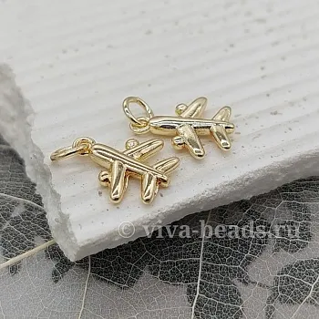 УЦЕНКА Подвеска Самолет 14х11 мм позолота 14к (6651-З-УЦ)