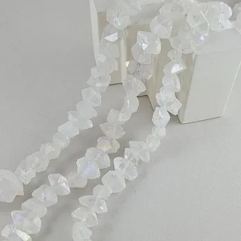 УЦЕНКА 1 шт. Кварц натуральный 14-18х8-10х6-11 мм бусина фри форм с крупными гранями, белый АВ (9570-БЕЛАВ-УЦ)