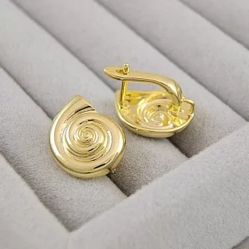 Швензы с англ. замком Ракушка 15.4х12.5 мм позолота 14К (9710-З) швензы для серег купить с доставкой по России | Интернет-магазин Viva Beads