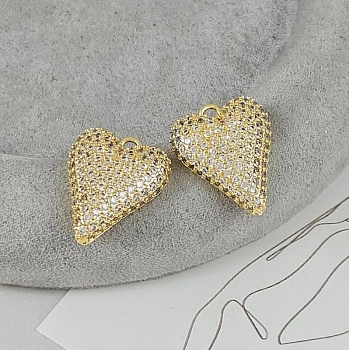 Подвеска Сердце 21.7x17.3 мм  с фианитами позолота 14К (9134-17-З)