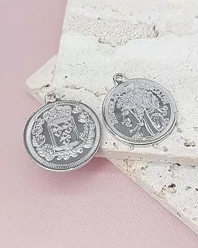 Подвеска Монета 28.8х25 мм родиевое покр. (8071-Р) купить с доставкой по России | Интернет-магазин Viva Beads