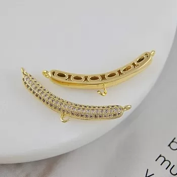 УЦЕНКА Бейл коннектор 32.4х3.5 мм с фианитами, позолота 14К (9915-З-УЦ) купить с доставкой по России | Интернет-магазин Viva Beads