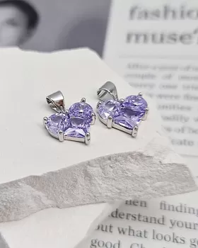 Подвеска Сердце 12 мм с фианитами, сиреневый, родиевое покр. (8338-СР) Подвеска Сердце 12 мм с фианитами, сиреневый, родиевое покр. (8338-СР)