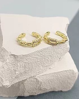 Кафф 13.7х3.4 мм с фианитами, позолота 14к (8223-З) купить с доставкой по России | Интернет-магазин Viva Beads