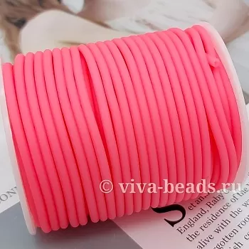 1 м Резиновый ПОЛЫЙ шнур 3 мм РОЗОВЫЙ (2447-РОЗ) купить в #REGION_P# | Заказать в интернет-магазине Viva Beads
