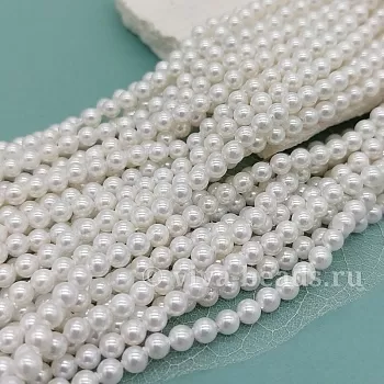 Нить 40 см Жемчуг Майорка 4 мм белый (6329-4) купить в Воронеже | Заказать в интернет-магазине Viva Beads
