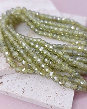 Нить 18 см Фианиты 4х3.5 мм бусины граненый рондель, светло-зеленый (8142-СЗЕЛ) купить с доставкой по России | Интернет-магазин Viva Beads