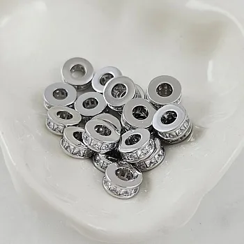 1 шт. Бусина разделитель 7.6x3.3 мм с фианитами родиевое покрытие (10100-Р) купить с доставкой по России | Интернет-магазин Viva Beads