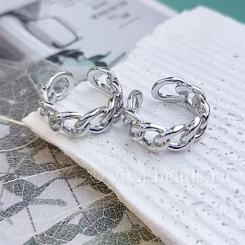 Кольцо Цепь свободный размер родиевое покр. (6970-Р)