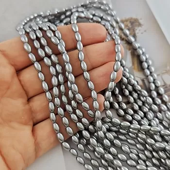 Нить 19 см Жемчуг Майорка рис 3.8х6 мм серый (8518-4) купить с доставкой по России | Интернет-магазин Viva Beads