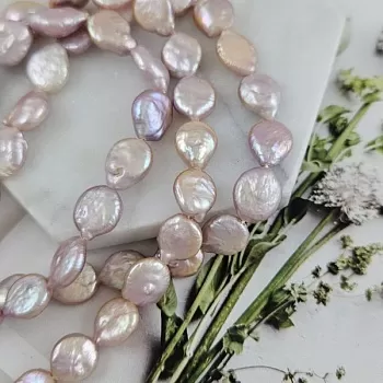 1 шт. Жемчуг натуральный речной барокко ок. 9-10 мм монета,  АА сиреневый (9760-С) купить в #REGION_P# | Заказать в интернет-магазине Viva Beads
