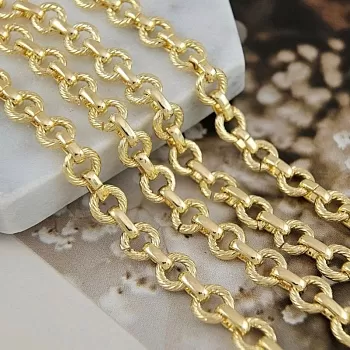 10 см Цепь фантазийная толщиной 6.4 мм, позолота 18К (9713-З) купить в Воронеже | Заказать в интернет-магазине Viva Beads
