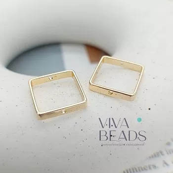 Рамка для бусин квадрат 15x15x4 мм позолота 18К (7565) купить с доставкой по России | Интернет-магазин Viva Beads
