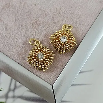 Подвеска объемная 17.7х15х7.4 мм с фианитом, позолота 14К (10092-З) купить с доставкой по России | Интернет-магазин Viva Beads