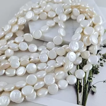 1 шт. Жемчуг натуральный речной барокко ок. 9-10 мм монета,  АА белый (9756) купить в #REGION_P# | Заказать в интернет-магазине Viva Beads
