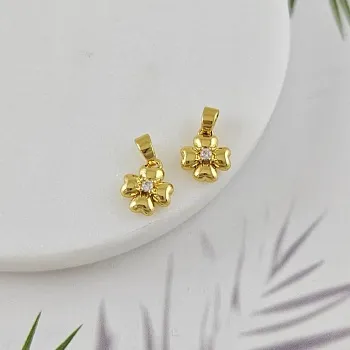 Подвеска Цветок 10.4х9 мм с фианитом, позолота 14К (10039-З) купить с доставкой по России | Интернет-магазин Viva Beads