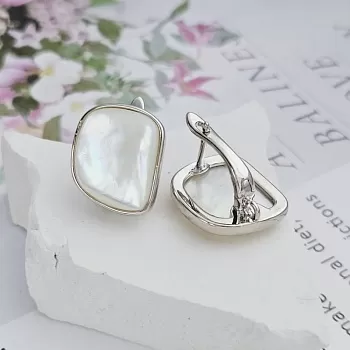 УЦЕНКА Швензы с замком 16.5 мм с перламутром родиевое покрытие (8720-Р-УЦ) купить в Воронеже | Заказать в интернет-магазине Viva Beads
