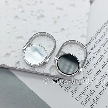 Кольцо двухсторонее с перламутром и керамикой, родиевое покр. (7102-Р) купить с доставкой по России | Интернет-магазин Viva Beads