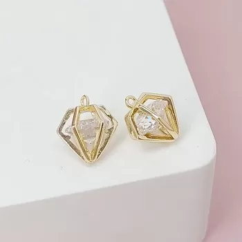 Подвеска Кристалл с фианитом 10.8х11.9 мм позолота (7869-З) Подвеска Кристалл с фианитом 10.8х11.9 мм позолота (7869-З)