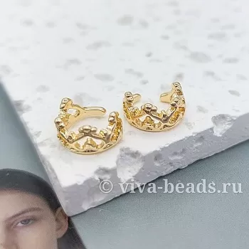 Кафф Корона 12х5.5 мм позолота 14к (7204-З) Кафф Корона 12х5.5 мм позолота 14к (7204-З)