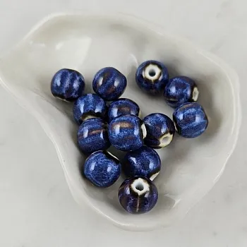 1 шт. Бусина керамическая 10-11 мм темно-синий (10128-ТСИН) купить с доставкой по России | Интернет-магазин Viva Beads