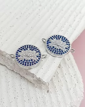 Коннектор Лотос 18.8х13.6 мм с фианитами, родиевое покр. (8198-Р) купить с доставкой по России | Интернет-магазин Viva Beads