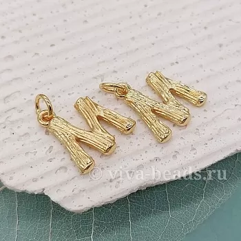 Подвеска буква M 18х15 мм позолота 14к (6447-M) Подвеска буква M 18х15 мм позолота 14к (6447-M)