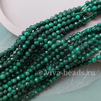 Нить 19 см Малахит натуральный 4 мм граненая бусина (6292) купить в Воронеже | Заказать в интернет-магазине Viva Beads
