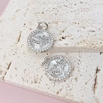 УЦЕНКА Подвеска Дерево с перламутром 12.2 мм с фианитами родиевое покр. (7878-Р-12) купить с доставкой по России | Интернет-магазин Viva Beads