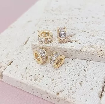 Бусина разделитель с фианитами 3.5х6.7 мм позолота 14к (7875-З) купить в Воронеже | Заказать в интернет-магазине Viva Beads
