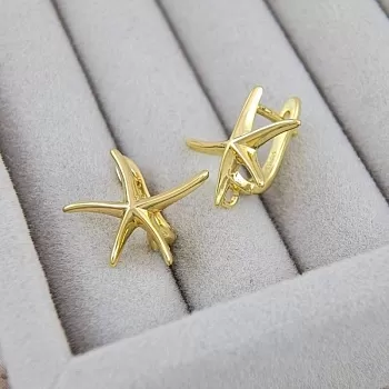 Швензы с английским замком Морская звезда 16.5х18.7 мм позолота 14К (9704-З) швензы для серег купить с доставкой по России | Интернет-магазин Viva Beads