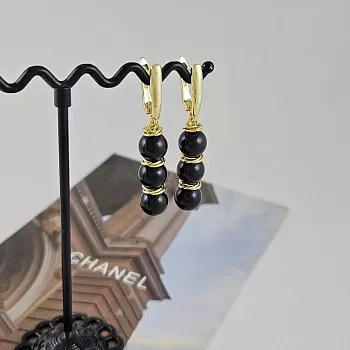 Серьги с черным ониксом в позолоте - набор материалов (НАБОР-20) купить с доставкой по России | Интернет-магазин Viva Beads