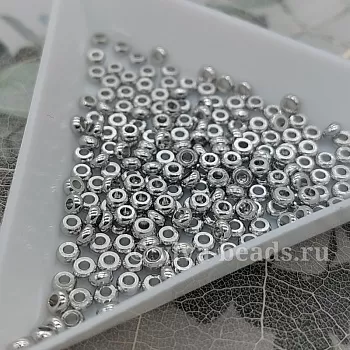 1 шт. Бусина разделитель 3x1.5 мм родиевое покр. (5455-3-Р) купить с доставкой по России | Интернет-магазин Viva Beads